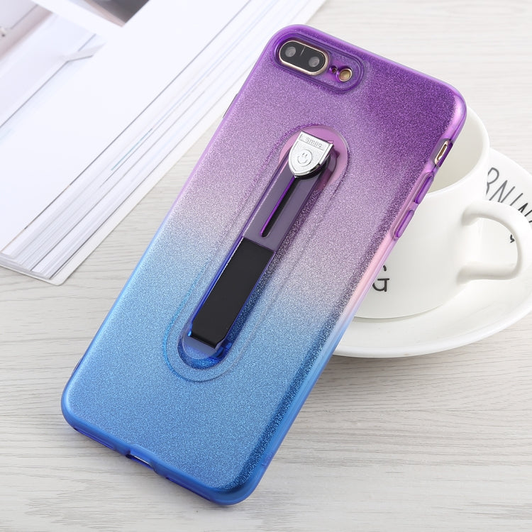 Glitter Powder Gradient Color TPU Case for iPhone 8 Plus & 7 Plus, with Holder