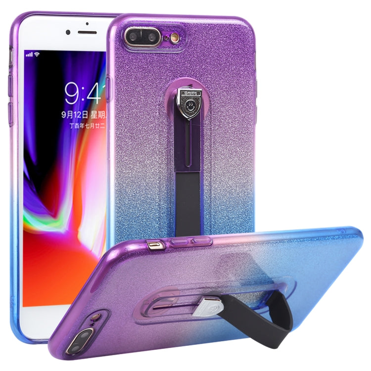 Glitter Powder Gradient Color TPU Case for iPhone 8 Plus & 7 Plus, with Holder