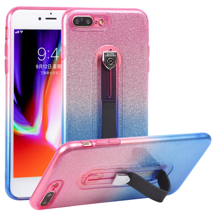 Glitter Powder Gradient Color TPU Case for iPhone 8 Plus & 7 Plus, with Holder