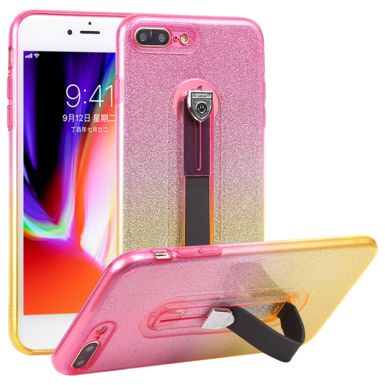 Glitter Powder Gradient Color TPU Case for iPhone 8 Plus & 7 Plus, with Holder