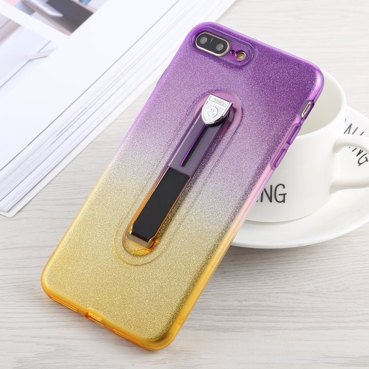 Glitter Powder Gradient Color TPU Case for iPhone 8 Plus & 7 Plus, with Holder