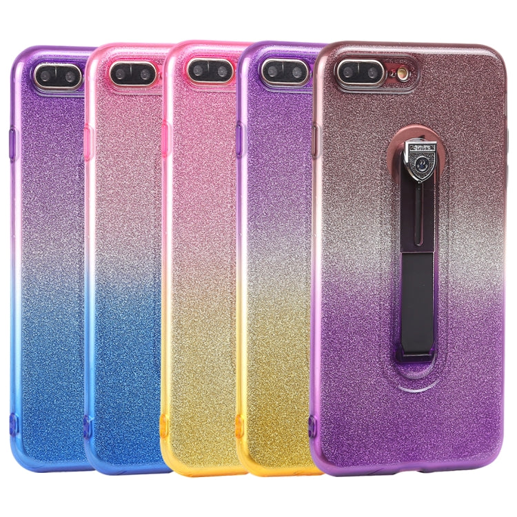 Glitter Powder Gradient Color TPU Case for iPhone 8 Plus & 7 Plus, with Holder