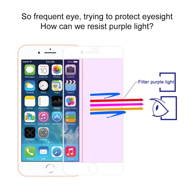 Anti-scratch 9H 10D Full Screen Purple-ray Tempered Glass Film for iPhone 8 Plus & 7 Plus