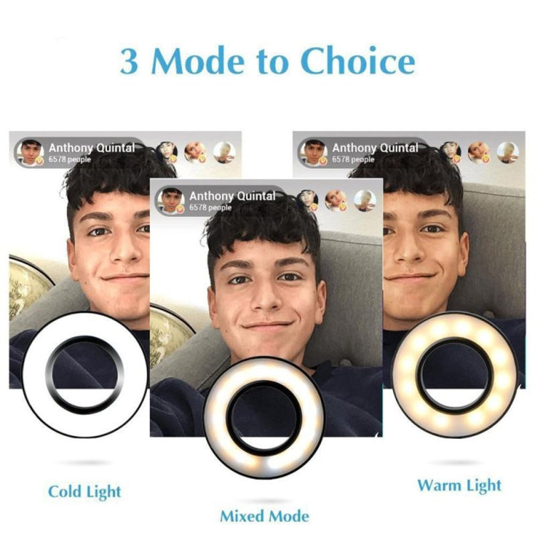 Makeup USB Selfie Ring Light with Clip Lazy Bracket Cell Phone Holder Stand, With 3-Light Mode, 10-Level Brightness LED Desk Lamp, Compatible with iPhone / Android,  for Live Stream, KTV, Live Broadcast, Live Show, etc