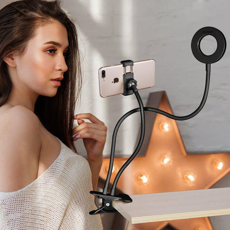 Makeup USB Selfie Ring Light with Clip Lazy Bracket Cell Phone Holder Stand, With 3-Light Mode, 10-Level Brightness LED Desk Lamp, Compatible with iPhone / Android,  for Live Stream, KTV, Live Broadcast, Live Show, etc