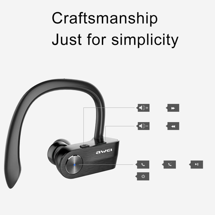 AWEI T2 Sports Headset IPX4 Waterproof Wireless Bluetooth V4.2 In-ear Stereo Earphone, Support TWS, For iPhone, Samsung, Huawei, Xiaomi, HTC and Other Smartphones