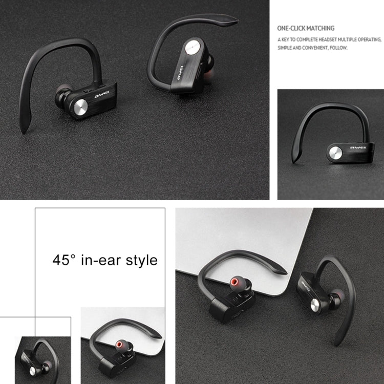 AWEI T2 Sports Headset IPX4 Waterproof Wireless Bluetooth V4.2 In-ear Stereo Earphone, Support TWS, For iPhone, Samsung, Huawei, Xiaomi, HTC and Other Smartphones