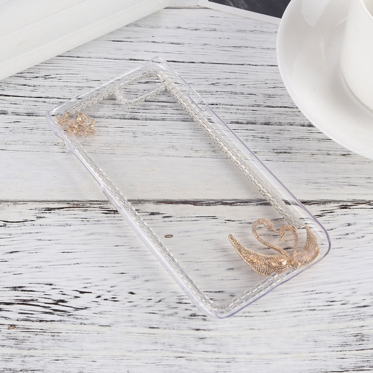 For iPhone 8 Plus & 7 Plus Crystal Inlaid Swan Crown Decor Hard PC Protective Back Case