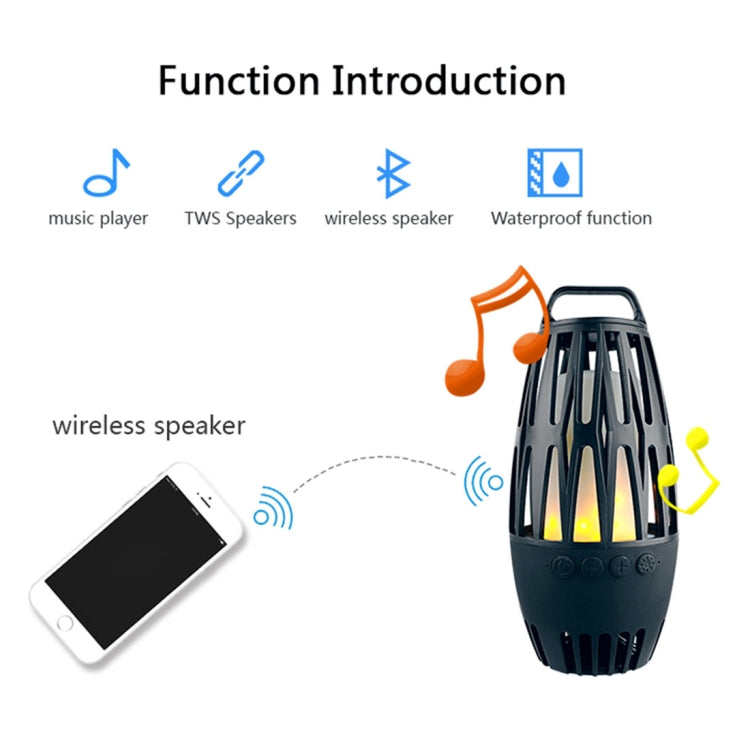 LED Flame Lamp Wireless Bluetooth Speaker, For iPhone, Samsung, Huawei, Xiaomi, HTC and Other Smartphones (Black)