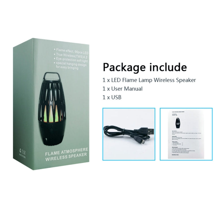 LED Flame Lamp Wireless Bluetooth Speaker, For iPhone, Samsung, Huawei, Xiaomi, HTC and Other Smartphones (Black)