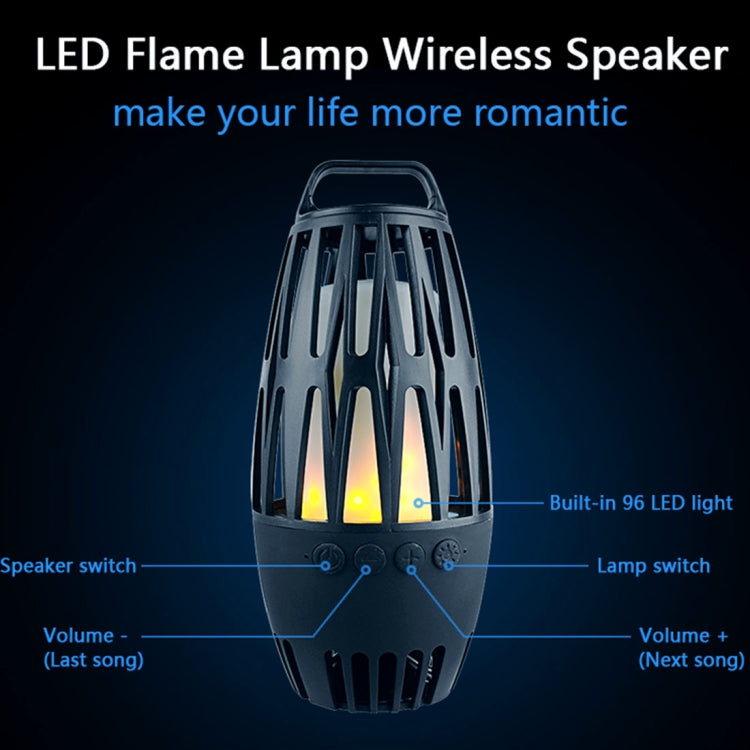 LED Flame Lamp Wireless Bluetooth Speaker, For iPhone, Samsung, Huawei, Xiaomi, HTC and Other Smartphones (Black)