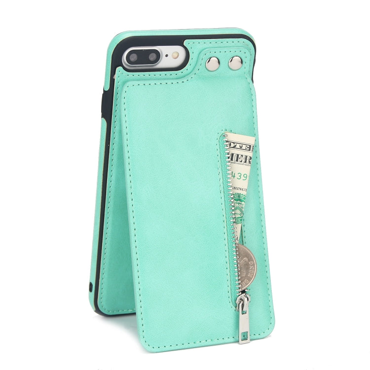 Vertical Flip Zipper Multi-functional Leather Case for iPhone 8 Plus & 7 Plus, with Holder & Photo Frame & Card Slots