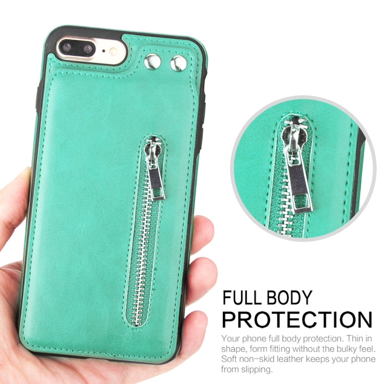 Vertical Flip Zipper Multi-functional Leather Case for iPhone 8 Plus & 7 Plus, with Holder & Photo Frame & Card Slots