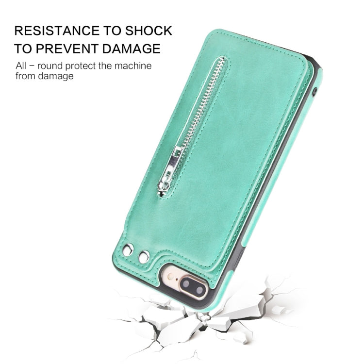 Vertical Flip Zipper Multi-functional Leather Case for iPhone 8 Plus & 7 Plus, with Holder & Photo Frame & Card Slots