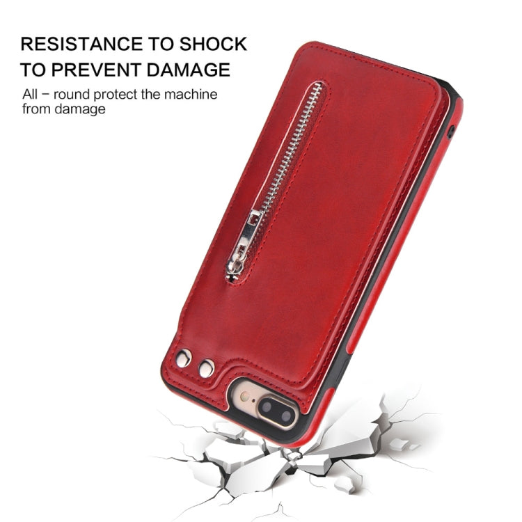 Vertical Flip Zipper Multi-functional Leather Case for iPhone 8 Plus & 7 Plus, with Holder & Photo Frame & Card Slots