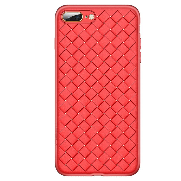 ROCK for iPhone 8 Plus & 7 Plus Weave Style Ultra-thin TPU Soft Protective Back Cover Case (Red)