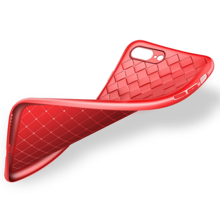 ROCK for iPhone 8 Plus & 7 Plus Weave Style Ultra-thin TPU Soft Protective Back Cover Case (Red)