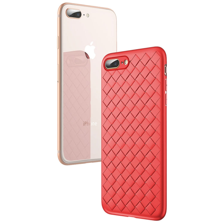 ROCK for iPhone 8 Plus & 7 Plus Weave Style Ultra-thin TPU Soft Protective Back Cover Case (Red)