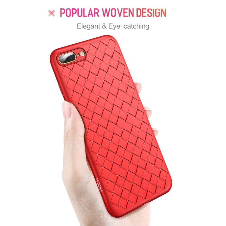 ROCK for iPhone 8 Plus & 7 Plus Weave Style Ultra-thin TPU Soft Protective Back Cover Case (Red)