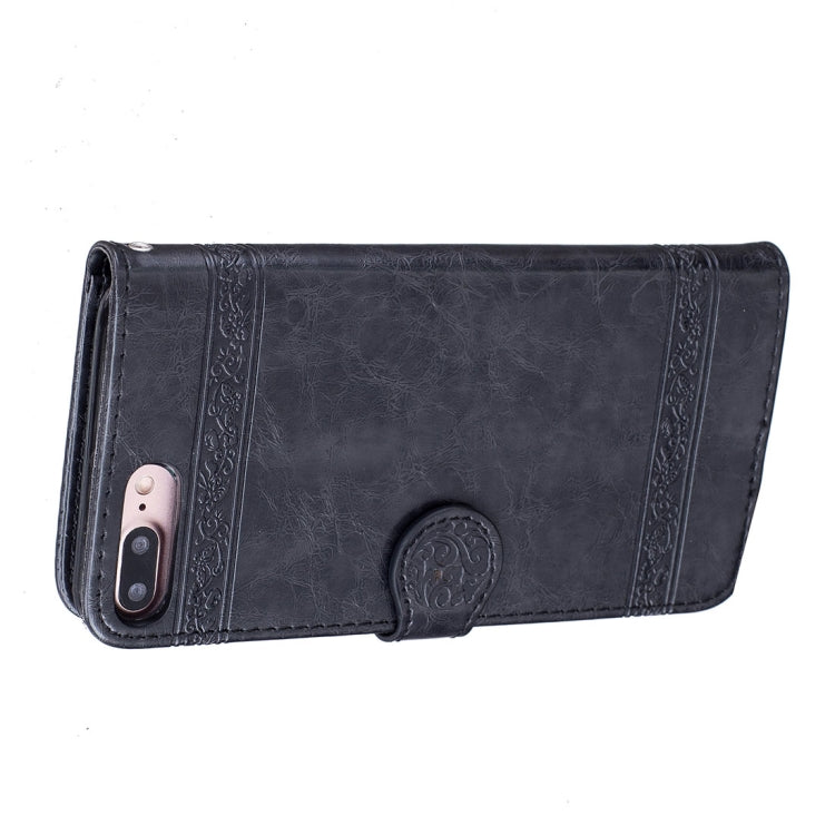 For iPhone 8 Plus & 7 Plus Retro Oil Wax Texture Horizontal Flip Embossed Leather Case with Holder & Card Slots & Wallet & Photo Frame & Lanyard