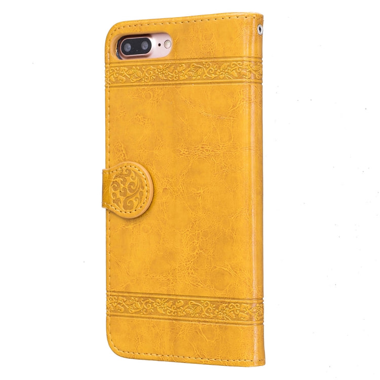 For iPhone 8 Plus & 7 Plus Retro Oil Wax Texture Horizontal Flip Embossed Leather Case with Holder & Card Slots & Wallet & Photo Frame & Lanyard