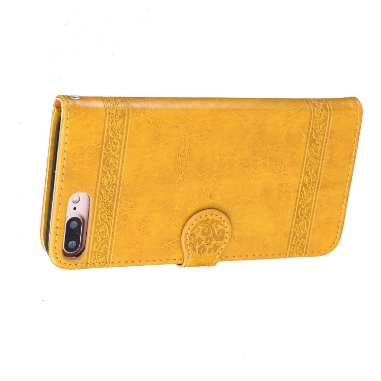 For iPhone 8 Plus & 7 Plus Retro Oil Wax Texture Horizontal Flip Embossed Leather Case with Holder & Card Slots & Wallet & Photo Frame & Lanyard