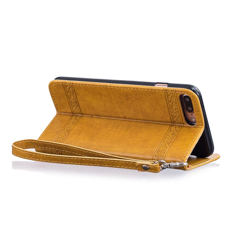 For iPhone 8 Plus & 7 Plus Retro Oil Wax Texture Horizontal Flip Embossed Leather Case with Holder & Card Slots & Wallet & Photo Frame & Lanyard