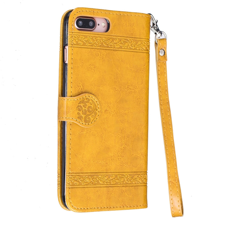 For iPhone 8 Plus & 7 Plus Retro Oil Wax Texture Horizontal Flip Embossed Leather Case with Holder & Card Slots & Wallet & Photo Frame & Lanyard