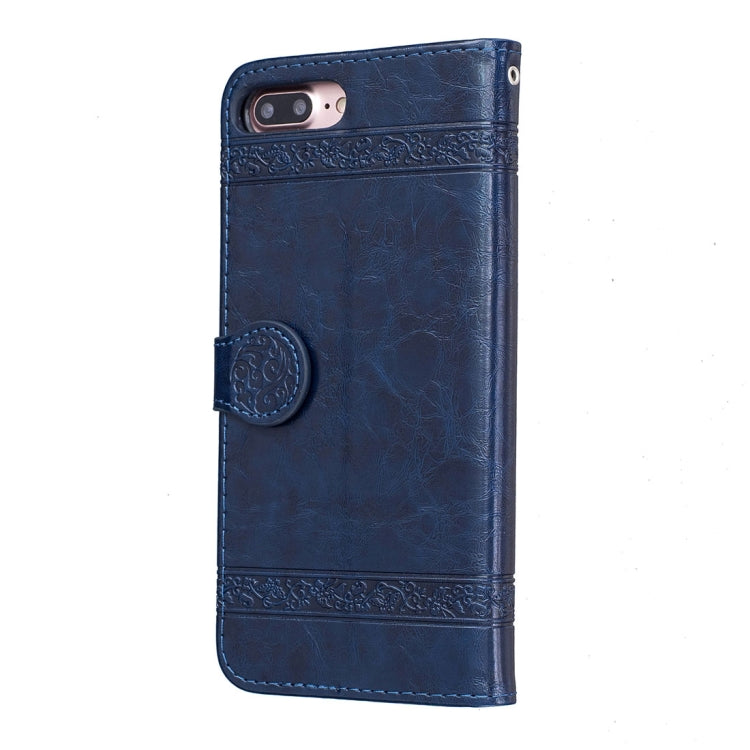 For iPhone 8 Plus & 7 Plus Retro Oil Wax Texture Horizontal Flip Embossed Leather Case with Holder & Card Slots & Wallet & Photo Frame & Lanyard