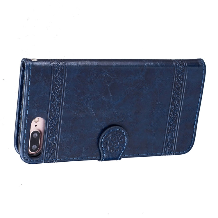 For iPhone 8 Plus & 7 Plus Retro Oil Wax Texture Horizontal Flip Embossed Leather Case with Holder & Card Slots & Wallet & Photo Frame & Lanyard