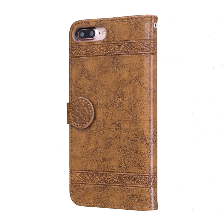 For iPhone 8 Plus & 7 Plus Retro Oil Wax Texture Horizontal Flip Embossed Leather Case with Holder & Card Slots & Wallet & Photo Frame & Lanyard