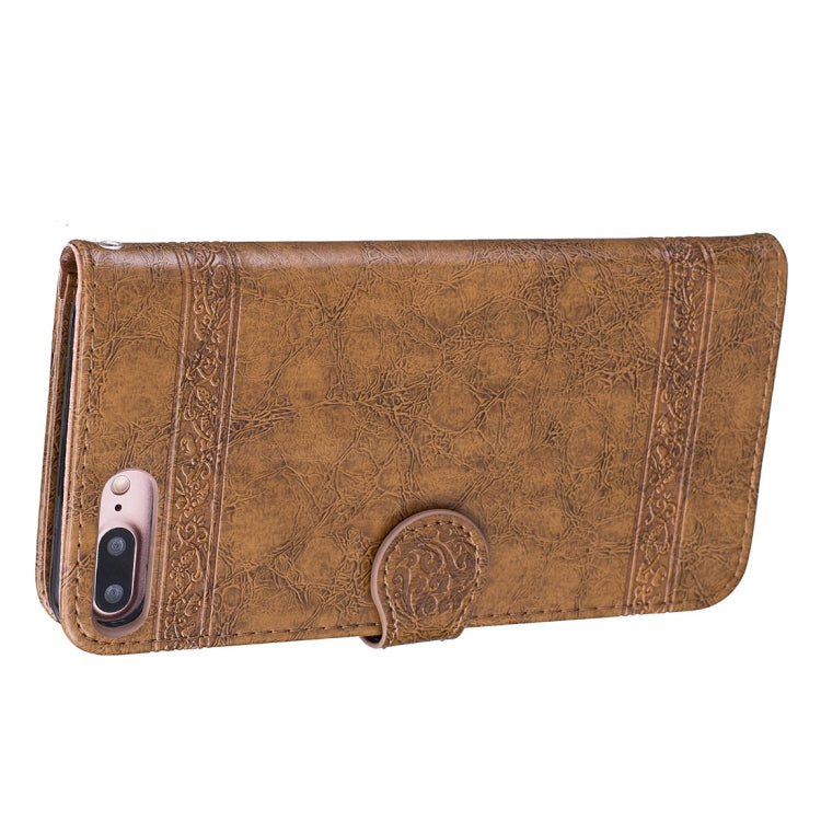 For iPhone 8 Plus & 7 Plus Retro Oil Wax Texture Horizontal Flip Embossed Leather Case with Holder & Card Slots & Wallet & Photo Frame & Lanyard