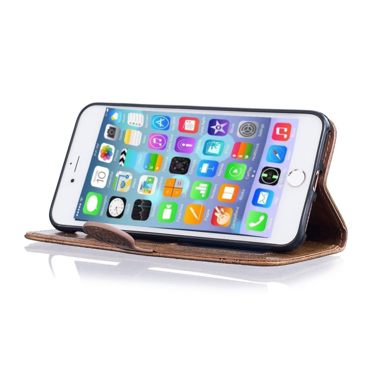 For iPhone 8 Plus & 7 Plus Retro Oil Wax Texture Horizontal Flip Embossed Leather Case with Holder & Card Slots & Wallet & Photo Frame & Lanyard