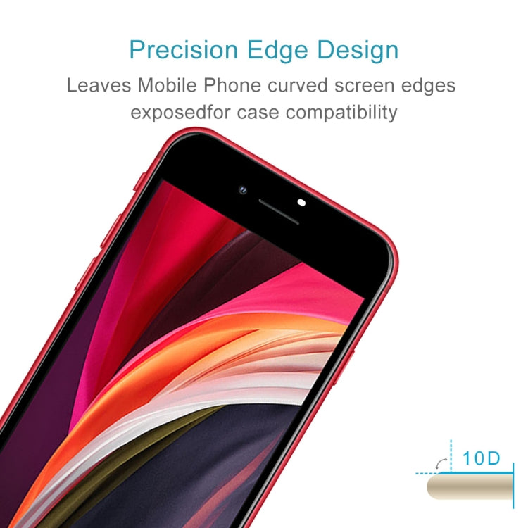 For iPhone SE 2022 / 2020 25 PCS Full Screen Large Arc Edge High Aluminum Tempered Glass Film(Black)