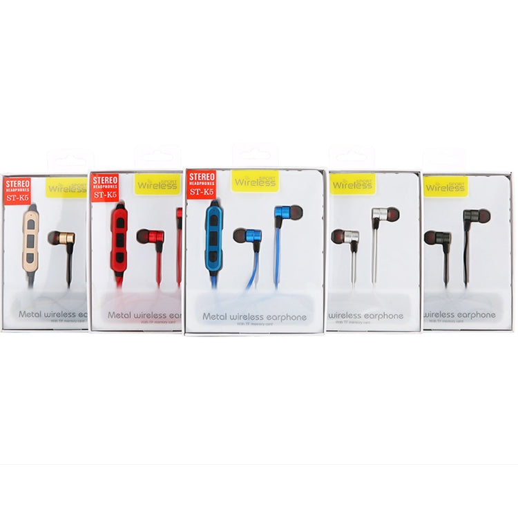 ST-K5 Wireless Magnetic Earbuds Bluetooth Sports Stereo MP3 Headset with TF Card Slot, For iPhone, Galaxy, Huawei, Xiaomi, LG, HTC and Other Smart Phones
