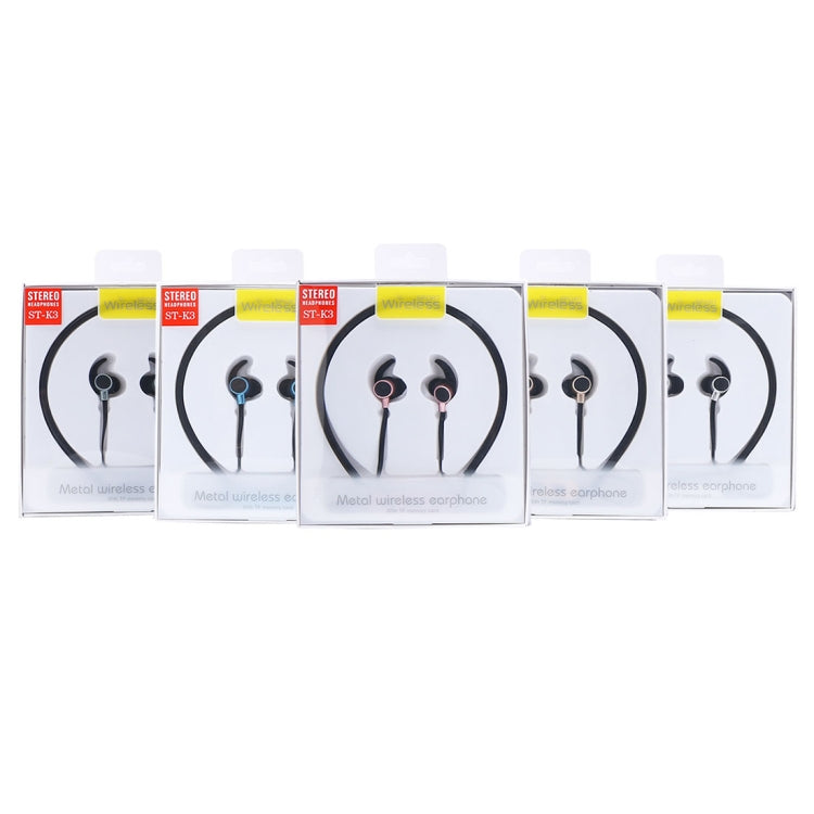 ST-K3 Wireless Magnetic Earbuds Bluetooth Sports Stereo MP3 Headphones with Mic & TF Card Slot, For iPhone, Galaxy, Huawei, Xiaomi, LG, HTC and Other Smart Phones