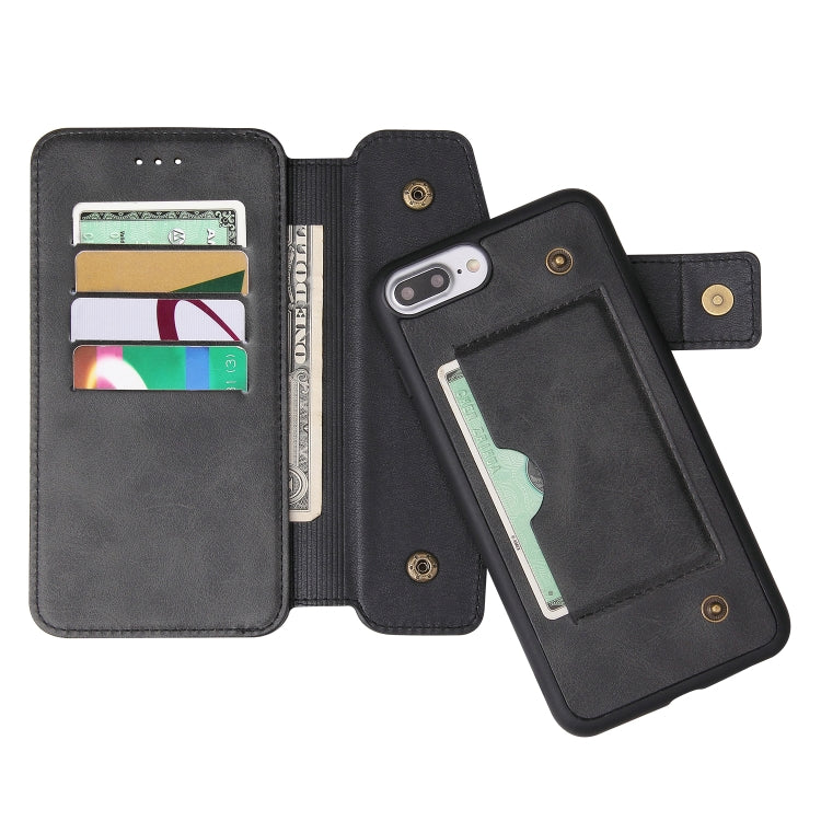 Cowhide Texture Magnetic Absorption Detachable Horizontal Flip Leather Case for iPhone 8 Plus & 7 Plus, with Holder & Card Slots & Wallet