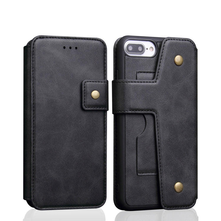 Cowhide Texture Magnetic Absorption Detachable Horizontal Flip Leather Case for iPhone 8 Plus & 7 Plus, with Holder & Card Slots & Wallet