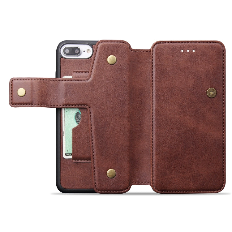 Cowhide Texture Magnetic Absorption Detachable Horizontal Flip Leather Case for iPhone 8 Plus & 7 Plus, with Holder & Card Slots & Wallet