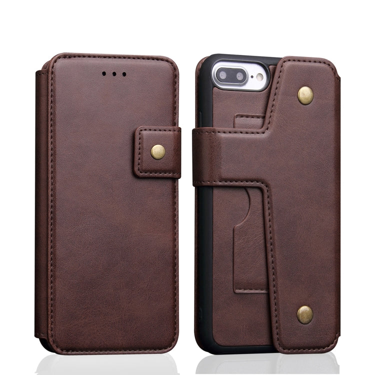 Cowhide Texture Magnetic Absorption Detachable Horizontal Flip Leather Case for iPhone 8 Plus & 7 Plus, with Holder & Card Slots & Wallet