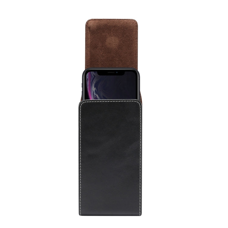 5.2 inch Universal Vertical Lambskin Texture Waist Bag  for iPhone XS, Galaxy S10e, Huawei P30 (Black)