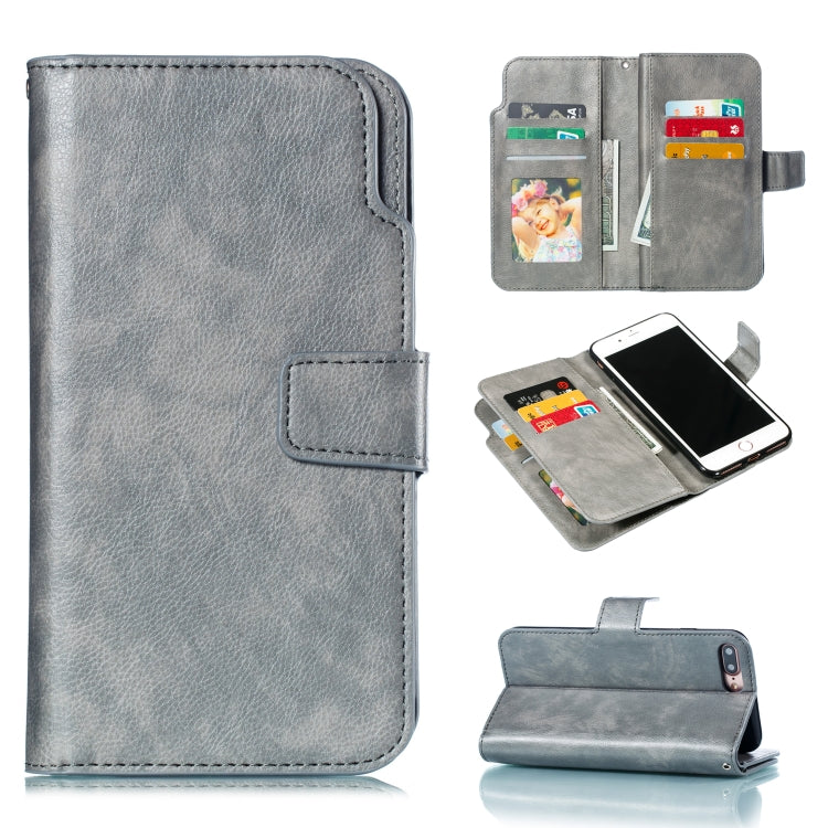 Litchi Texture Horizontal Flip Leather Case for iPhone 7 Plus, with Nine Card Slots & Wallet & Photo Frame