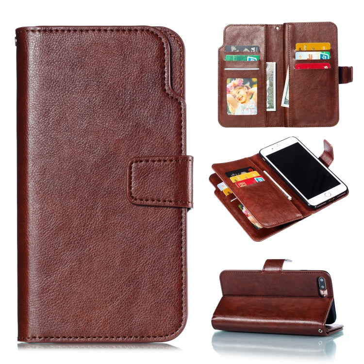 Litchi Texture Horizontal Flip Leather Case for iPhone 7 Plus, with Nine Card Slots & Wallet & Photo Frame