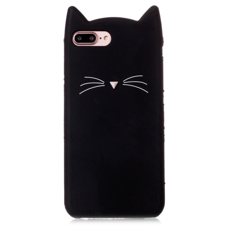 For iPhone 8 Plus & 7 Plus Silicone Cat Whiskers Pattern Protective Back Cover Case (Black)