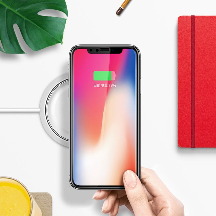 ROCK W5 DC 5V 2A 5W Max Output Qi Standard Wireless Charger, For iPhone X & 8 & 8 Plus, Galaxy S8 & S8+, LG G3 & G2 & G10, Nokia Lumia 820 & Lumia 830 / Lumia 920 & Lumia 930, Google Nexus 6 & 5 & 4 and Other QI Standard Smartphones