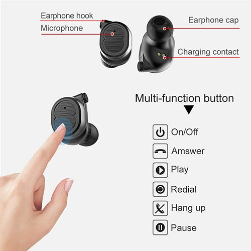 TWS-8 Touch Wireless Mini Waterproof 5.0 Bluetooth Earphone