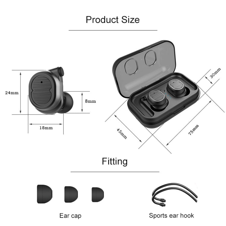 TWS-8 Touch Wireless Mini Waterproof 5.0 Bluetooth Earphone