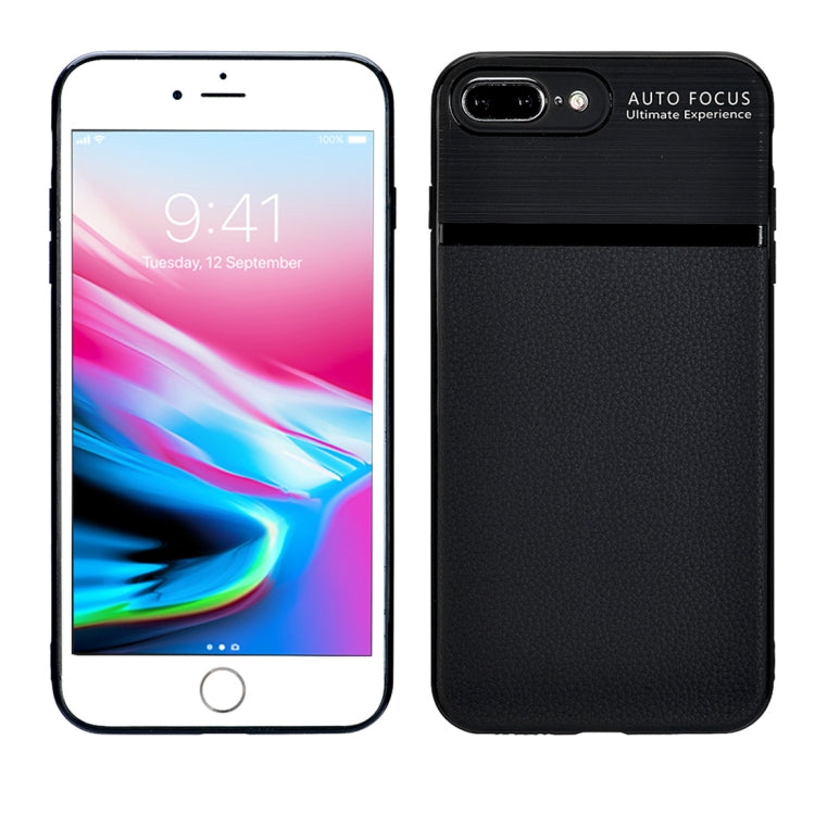 For iPhone 8 Plus & 7 Plus Brushed Leather Texture TPU + PC Shockproof Anti-slip Protective Back Cover Case
