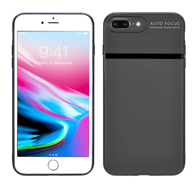 For iPhone 8 Plus & 7 Plus Brushed Leather Texture TPU + PC Shockproof Anti-slip Protective Back Cover Case
