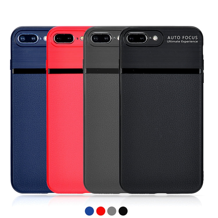 For iPhone 8 Plus & 7 Plus Brushed Leather Texture TPU + PC Shockproof Anti-slip Protective Back Cover Case